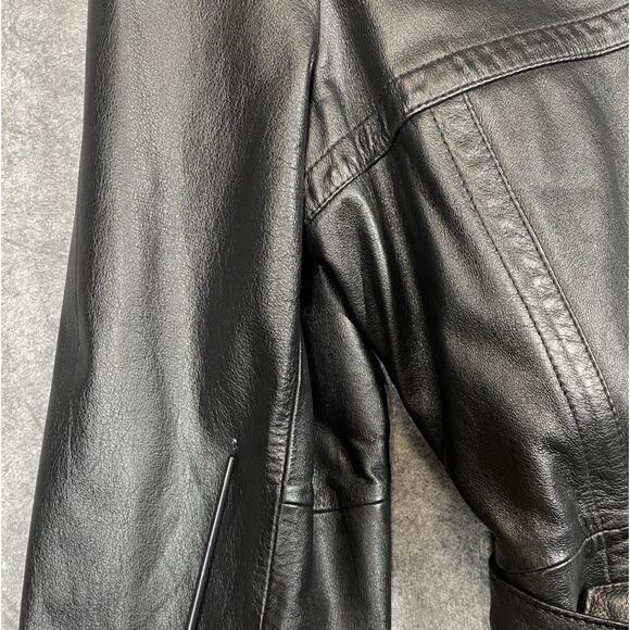 Vintage Wilson Leather Trench Coat Womens XL Black Thinsulate Ultra Insulation - Picture 6 of 15